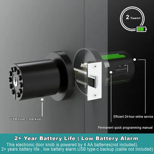 Miniatura 4 de BOTHSTAR Pomo de Puerta con Teclado y Llave, Cerradura de Puerta sin Llave, Cerradura de Código, Llave de Puerta, Bloqueo Automático, Código de 50