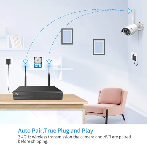 Miniatura 2 de Hiseeu - Sistema de cámaras de seguridad WiFi Pro, NVR 4K, 16 canales, 8 cámaras CCTV, 5 MP, para interior o exterior, visión nocturna, impermeable