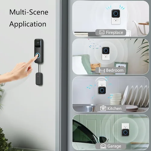 Miniatura 6 de Satisure Timbre de puerta inalámbrico con video y extensor de timbre de video - Compatible con Blink Video Doorbell y Blink Video Doorbell