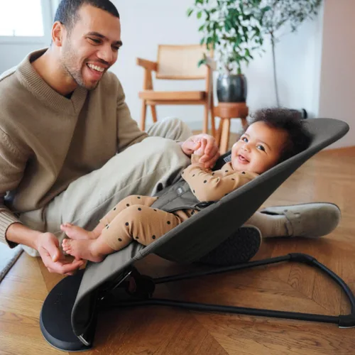 Miniatura 3 de BabyBjörn Bouncer Balance Soft, Gris Oscuro, Tejido/Jersey, Tri-Tela Asiento Ajustable de Mecedora para Bebé 2-en-1 y Silla para Niños Pequeños