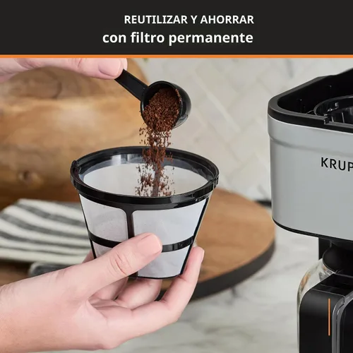 Miniatura 5 de KRUPS Simply Brew - Cafetera compacta de 5 tazas: diseño de acero inoxidable, pausa y prepara, mantiene el calor, filtro reutilizable, jarra sin