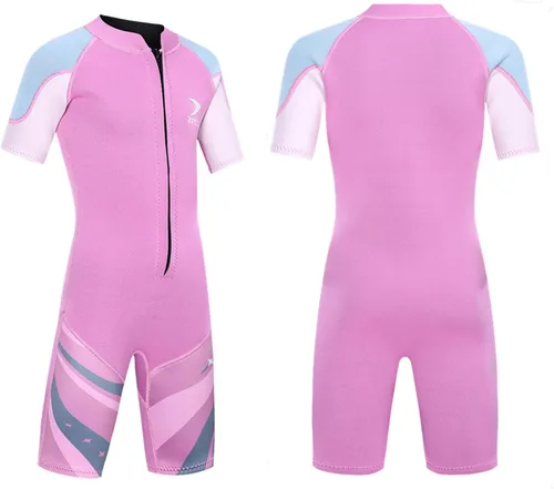 Miniatura 8 de ZCCO Traje de neopreno corto de neopreno de 0.098 pulgadas de una pieza para niños y niñas, ideal para nadar, surfear y bucear deportes acuáticos