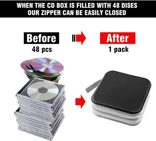 Miniatura 4 de Estuche para CD/DVD, 48 Capacidad, Negro, Plástico, Portátil, Ligero