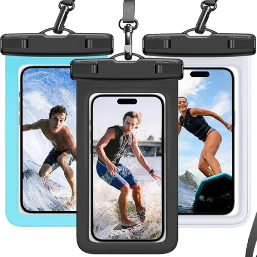 Miniatura 10 de Funda impermeable para teléfono IP68, flotante impermeable, bolsa seca esencial para crucero en la playa con cordón ajustable para iPhone 16 Pro Max