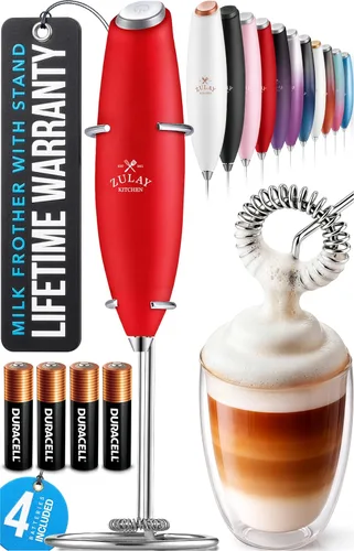Miniatura 90 de Zulay Kitchen Espumador de leche de mano con pilas Duracell AA – Mezclador eléctrico ultrarrápido y creador de espuma, mezclador de bebidas fácil