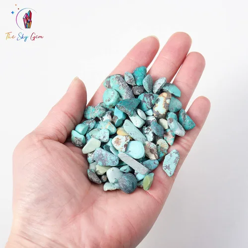 Miniatura 2 de Bolsas de chips de cristal turquesa - Chips de piedras preciosas turquesa sin perforar - Cristal turquesa - Chips de cristales curativos a granel