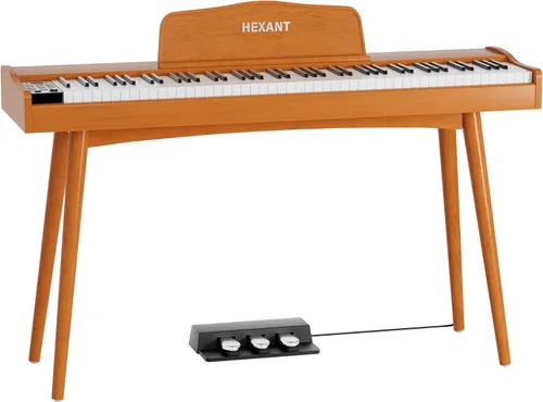 Miniatura 8 de HEXANT Piano digital ponderado de 88 teclas, teclado eléctrico de tamaño completo semi-ponderado vertical con 3 pedales y teclado multifuncional