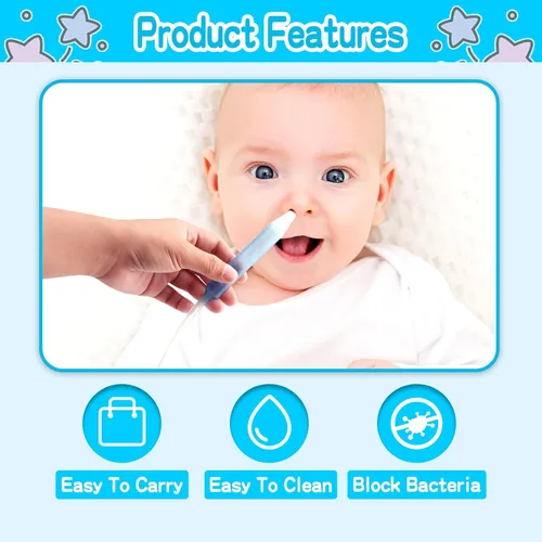 Miniatura 3 de Aspirador nasal para bebés con 25 filtros de higiene, puntas de silicona suave, pinzas de limpieza de nariz para bebés y niños pequeños Azul