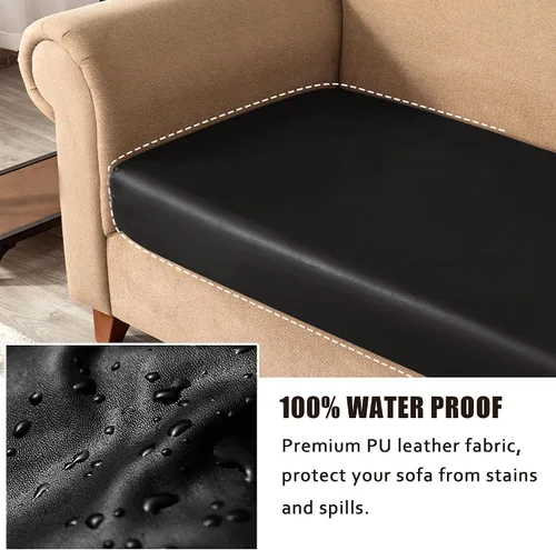Miniatura 4 de Fundas de cojín de piel sintética para sofá, fundas de asiento de sofá, fundas de asiento de caravana impermeables con parte inferior elástica