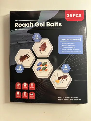 Miniatura 2 de Paquete de 32 estaciones de cebo de gel para cucarachas en interiores, potente mata cucarachas en interiores para infestación de cucarachas, cebo