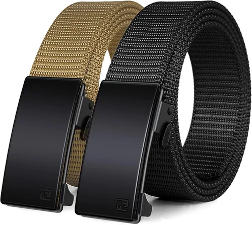 Miniatura 9 de WONDAY Paquete de 2 cinturones de trinquete para hombre, cinturones de nailon con hebilla de liberación rápida para golf, trabajo, uso táctico casual