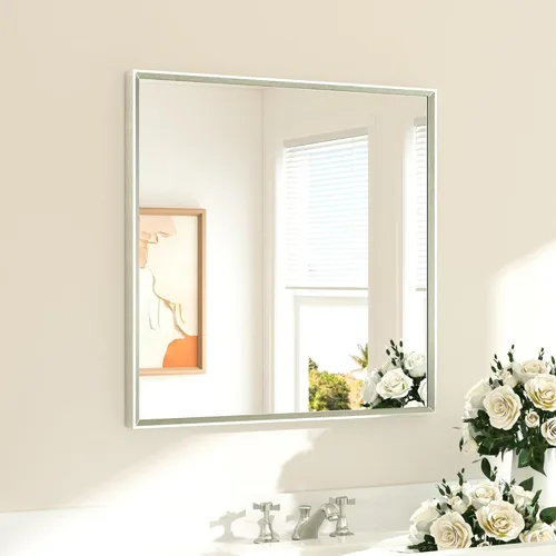 Miniatura 44 de TETOTE Espejo de Baño Dorado de 16" x 20" Latón Dorado Cepillado Rectangular con Marco Biselado Espejo de Tocador de Baño para Sobre el Lavabo