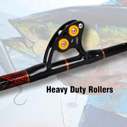 Miniatura 3 de Fiblink Bent Butt Trolling Rod 2 piezas de agua salada en alta mar caña de pescar Big Game Roller Rod Polo de barco convencional