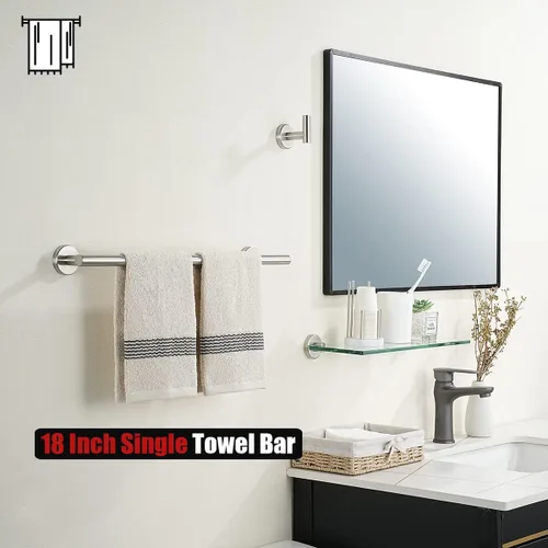 Miniatura 5 de JQK Toallero de baño, 20.5 pulgadas, acero inoxidable 304 de grosor de 0.031 in, soporte para toallas de baño, soporte de pared con acabado Cepillado