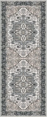 Miniatura 8 de KOZYFLY - Tapete de pasillo de 2 x 6 pies, lavable, bohemio, lana sintética, con estampado, estilo oriental, para cocina, entrada interior, gris