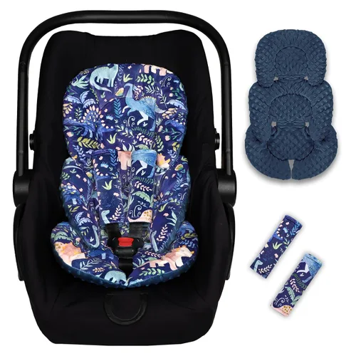 Miniatura 10 de Pea Pod Inserto de asiento de automóvil infantil con fundas para correa, todo en uno, reversible, soporte de cabeza de asiento de automóvil