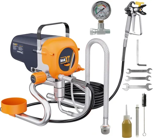 MAXXT Pulverizadores de Pintura Sin Aire, Pulverizador de Pintura Motorizado de 3300PSI con Soporte, Máquina de Pintura de Alta Eficiencia para