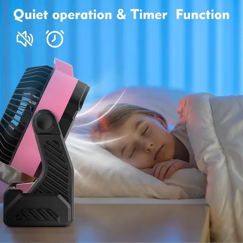 Miniatura 5 de RUNTOP Ventilador de 20000 mAh, funciona con pilas, ventilador de campamento de 2 aspas, ventiladores de escritorio recargables por USB con luz LED