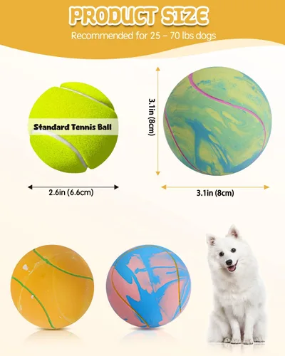 Miniatura 5 de SCHITEC Juguetes de pelota chirriante para perros, pelotas de tenis interactivas para jugar, juguete de látex de goma para mascotas para perros