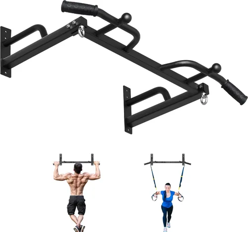 Miniatura 8 de Wall Mounted Pull Up Bar - Heavy Duty Chin Up Bar, Pull-Up Bar for Garage, Joist, Wall Mount - Multifunctional Fitness Bar, Supports up to 600 Lbs