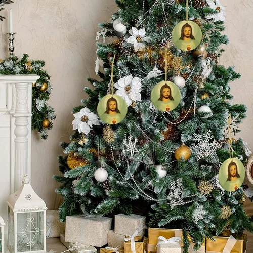 Miniatura 7 de Sagrado Corazón de Jesús (1) Adornos de cerámica para colgar en la familia, adornos colgantes de cerámica