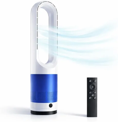 Miniatura 15 de Ventilador de torre para dormitorio, ventilador oscilante sin aspas con control remoto, 5 velocidades, 4 modos, ventilador silencioso de 28 dB, alta