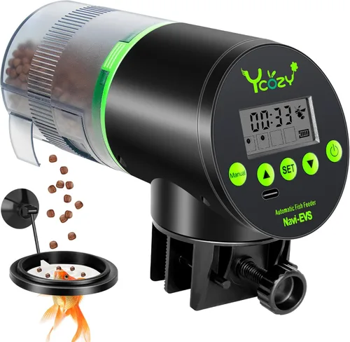 Miniatura 9 de Ycozy Comedero automático para peces recargable con cable USB, a prueba de humedad, alimentador eléctrico inteligente para peces/tortugas