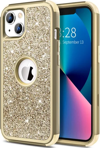 Miniatura 14 de Hython Funda para iPhone 13 Funda con Purpurina, Bonita Cubierta Brillante Resplandeciente con Brillo, Resistente 3 en 1 Híbrida de PC Duro TPU