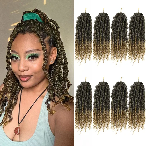 Miniatura 21 de Bileaf Cabello de Ganchillo Passion Twist Pre-retorcido de 10 Pulgadas, 8 Paquetes de Ganchillo Passion Twist, Cabello Corto Passion Twist