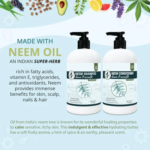 Miniatura 3 de Zatural Kit de champú y acondicionador Natural Neem, calmante y curativo para la nutrición y reparación sensativa del cuero cabelludo y el cabello