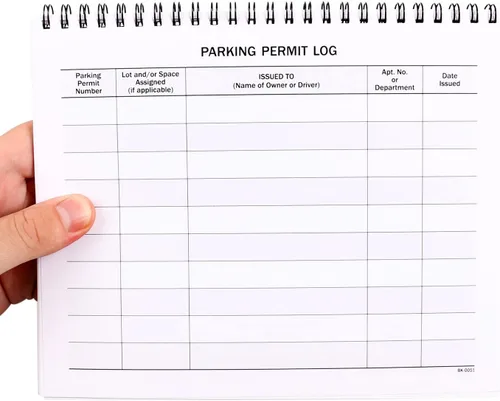 Miniatura 3 de SmartSign Libro de registro de permiso de estacionamiento pequeño - 7 x 8.5 pulgadas, diario de registro encuadernado con alambre, páginas impresas
