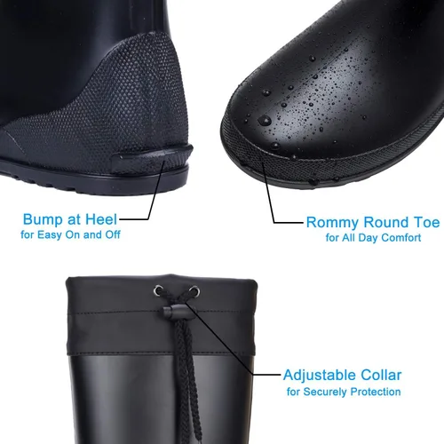 Miniatura 5 de Asgard Botas de lluvia altas plegables para mujer, botas de jardín de goma impermeables, botas de barro planas ultraligeras, no para pantorrillas