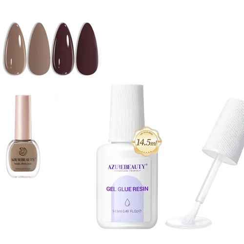 AZUREBEAUTY Juego de esmaltes de uñas de 4 colores nude morado con brillantina, esmalte de uñas natural de secado rápido, esmalte de uñas con capa