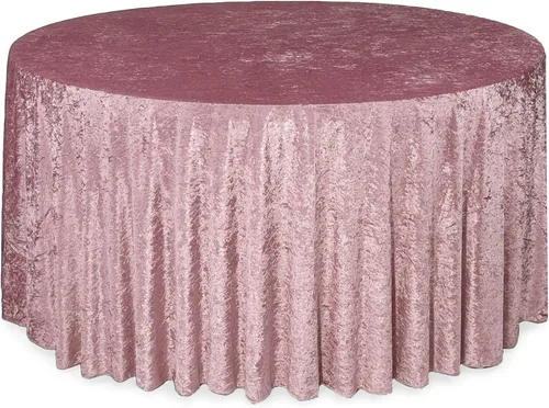 Miniatura 26 de YOUR CHAIR COVERS - Mantel redondo de terciopelo triturado de 120 pulgadas para mesas redondas de 5 pies - Azul polvoriento Azul empolvado