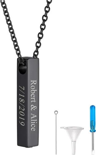 Miniatura 270 de FindChic Collares personalizados con urna para cenizas, barra vertical, gato, luna, reloj de arena, garra de perro, acero inoxidable, chapado en oro