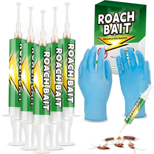 Cebo de gel para cucarachas, 5 unidades, mata infestación de cucarachas de acción rápida para control de plagas en interiores, objetivos de
