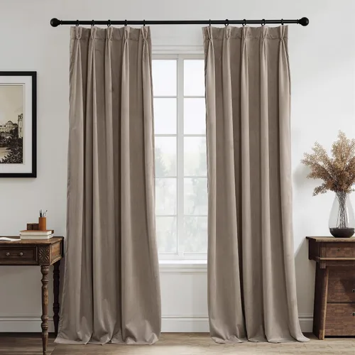 Miniatura 25 de RYB HOME Cortinas plegadas en pinza beige, cortinas suaves con aislamiento térmico y reducción de ruido para bloquear la luz para sala de estar
