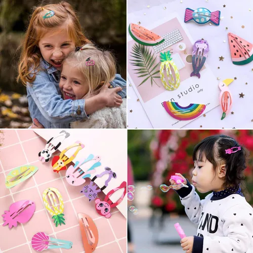 Miniatura 4 de Funtopia - Pinzas para el cabello para niñas, 80 unidades, diseño de frutas, diseño de dibujos animados, horquillas para niños, adolescentes