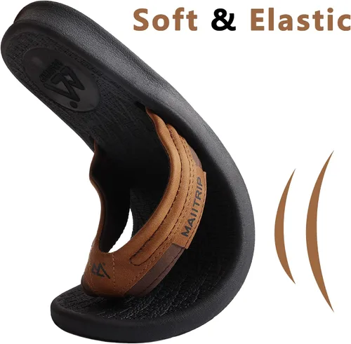 Miniatura 5 de MAIITRIP Sandalias de cuero para hombre, sandalias de playa de verano