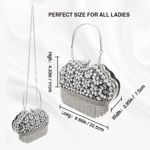 Miniatura 2 de Olixi Lip Shape Clutch Purse for Women Evening Bag Glitter Luxury Purse Fashion Tassel Handbag for Wedding Party Prom