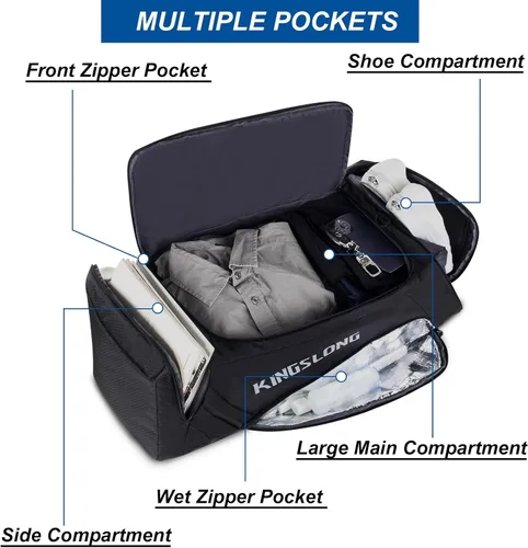 Miniatura 6 de TPAID Bolsas de lona para viajar, bolsas de lona grandes de gimnasio de 40 L para hombres, mochila impermeable con compartimento para zapatos, Bolsa