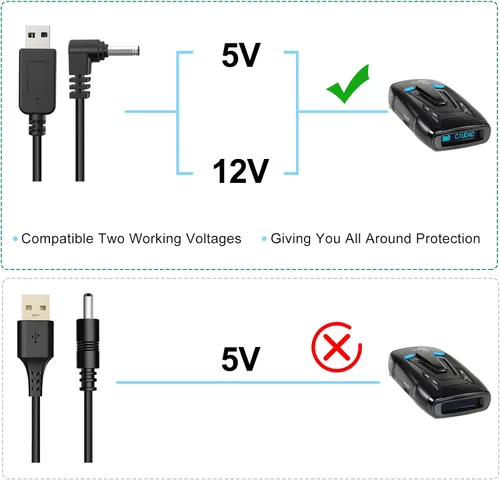Miniatura 3 de Cable detector de radar, cable de enchufe USB a DC3.5, para Cobra Whistler Escort Valentine One Uniden Beltronics Radar Detector, Cable