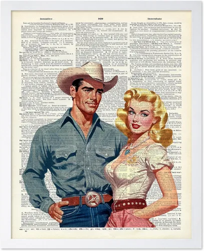 Miniatura 39 de Poster Master Póster de diccionario – Estampado retro de vaquero y caballo – Obra de arte del salvaje oeste – Diseño occidental – Arte moderno
