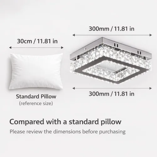Miniatura 2 de Finktonglan Lámpara de Techo LED de Cristal Empotrada Moderna, Candelabro Rectangular de Cristal K9 y Acero Inoxidable, 20W Regulable con Control