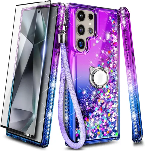 Miniatura 233 de NGB - Funda de teléfono diseñada para Samsung Galaxy S9+ Plus, morado/azul, con purpurina líquida para mujeres y niñas, con protector de pantalla