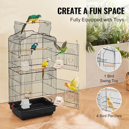 Miniatura 3 de VEVOR Jaula Grande para Loros de 41 Pulgadas con Parte Superior Abierta, Jaula Colgante para Periquitos, Pinzones, Canarios, Agapornis, Cacatúas