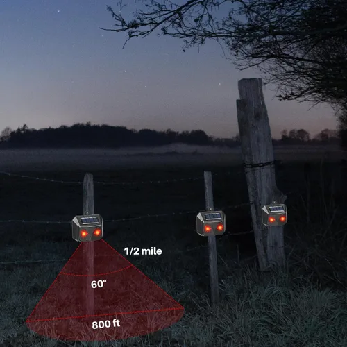 Miniatura 5 de Paquete de 4 repelentes solares nocturnos de animales con ojos de depredador, luces disuasorias impermeables para exteriores, para coyotes, ciervos