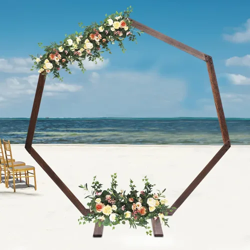 Miniatura 7 de Arcos de boda de madera para ceremonia, soporte de telón de fondo de arco de boda de 7.2 pies, soporte de arco de globo para ceremonia de boda
