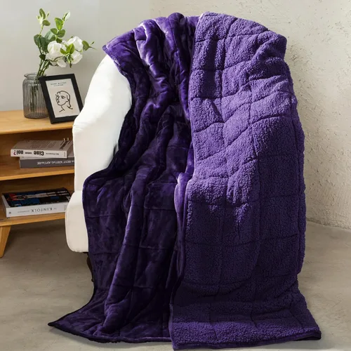 Miniatura 12 de Aemicion Manta con peso para niños de 7 libras, tamaño individual de 41 x 60 pulgadas, cómoda, suave y esponjosa Sherpa, manta pesada para niños