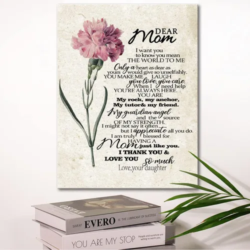 Miniatura 3 de Wailozco Decoración de pared para mamá, con texto en inglés "To Dear Mom", impresiones en lienzo enmarcadas, regalos para madre de hija